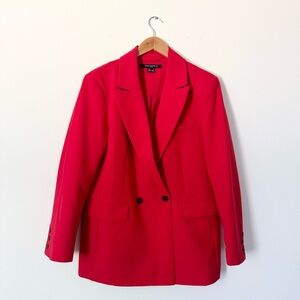 French Connection Red Oversized Blazer Jacket Double Breasted Size L